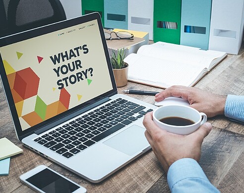 Bildschirm mit What is your Story: Storytelling